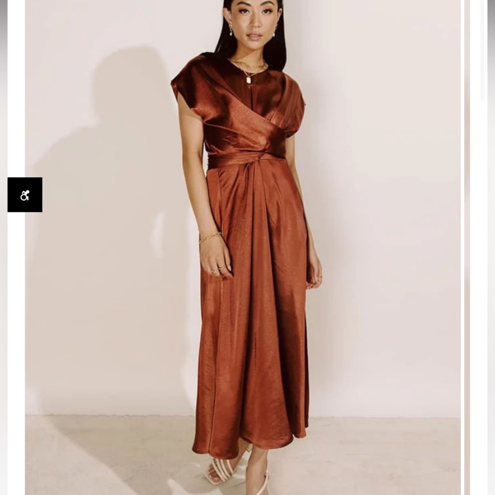 Bohme Rosalind midi dress in rust size xs
